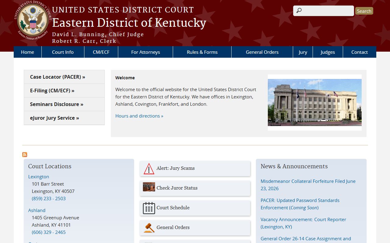 Bell County Circuit Court Clerk records compared with Eastern District of Kentucky federal court