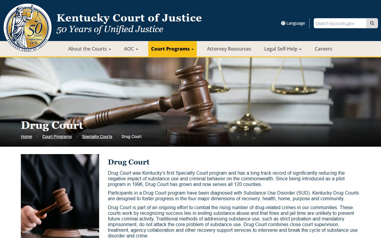 Bell County court dockets Kentucky Drug Court program