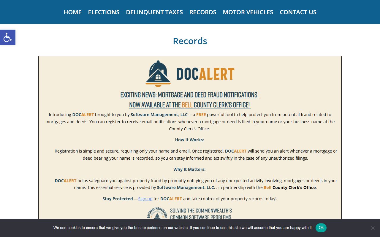 Bell County probate records and clerk records page