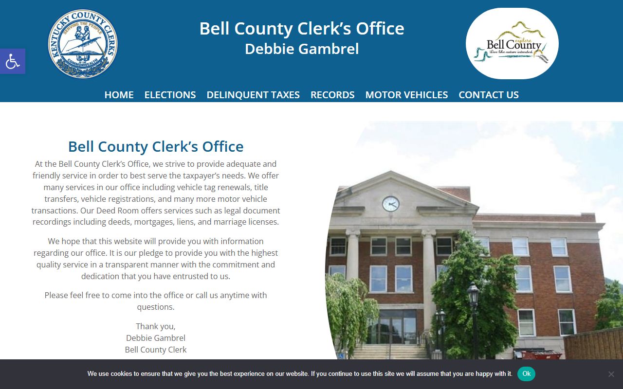 Bell County probate records and County Clerk home page