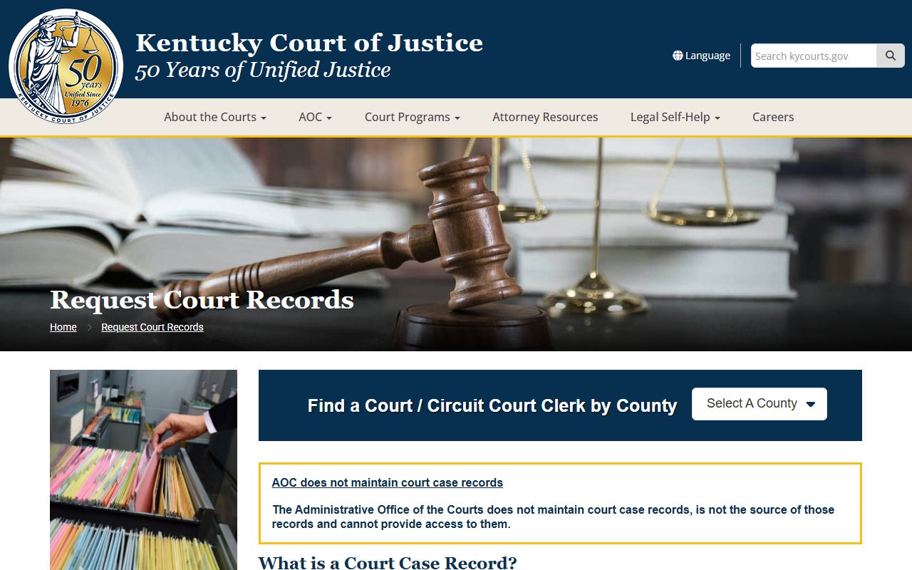 Bell County court records Kentucky court record request instructions